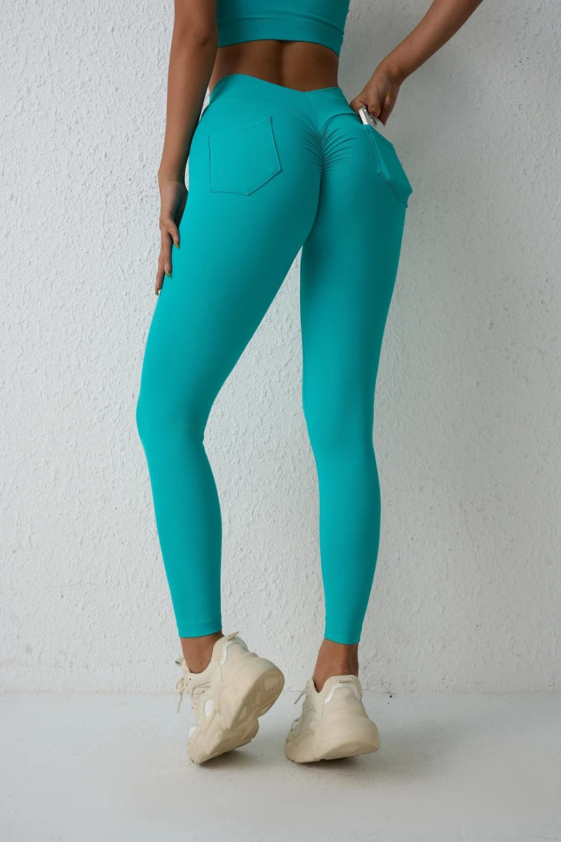 QINACTIVE Nylon V Leggings Woman Yoga Pants For Women Scrunch Butt Yoga Leggings Workout Gym Tights Sexy Sports Legging Activewe