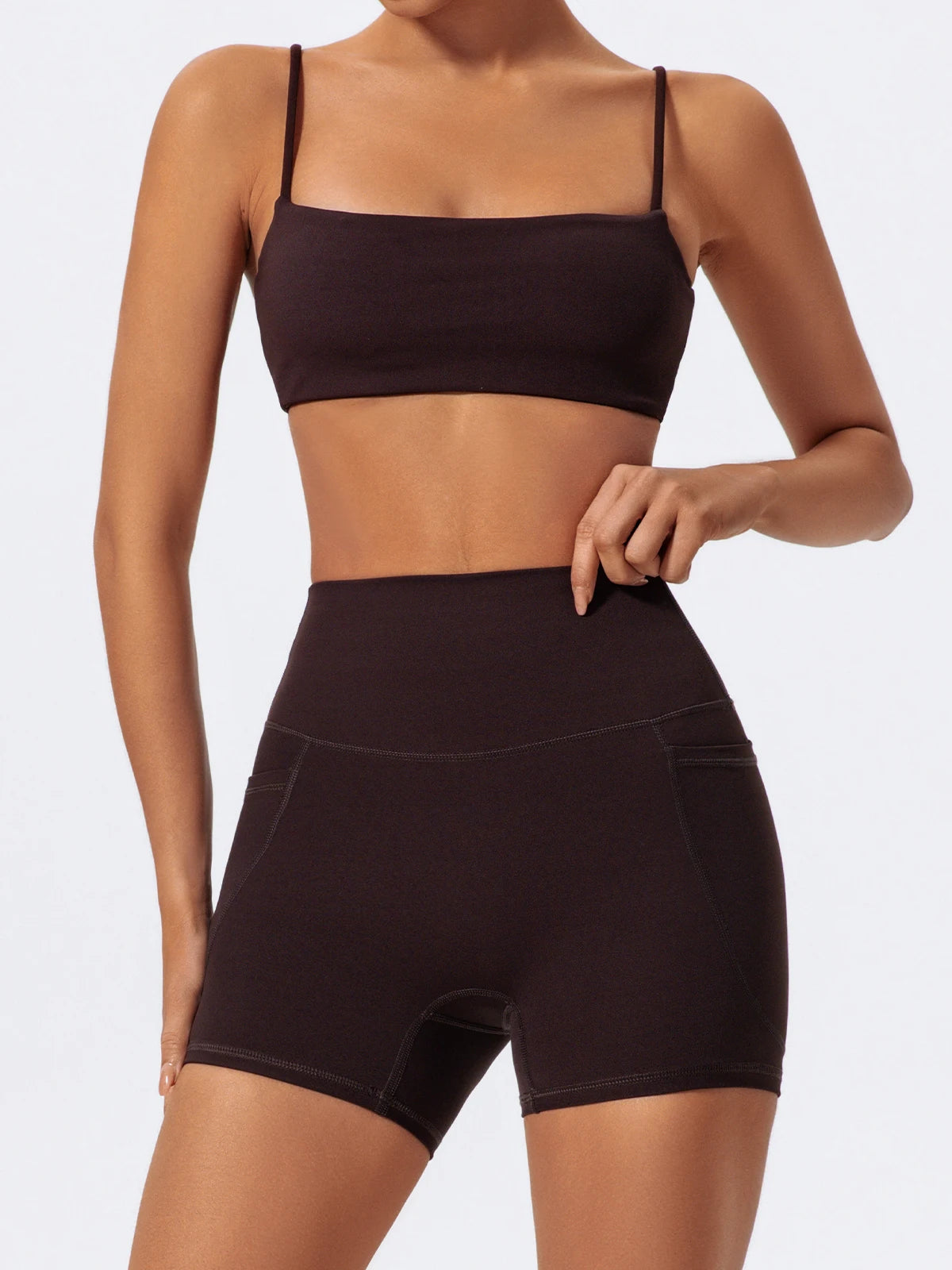 Ctenkevet Women's Pocket Athletic Shorts Running Tight Pants Gym Workout Yoga Trunks Female High Waist Buttock Lift Legging