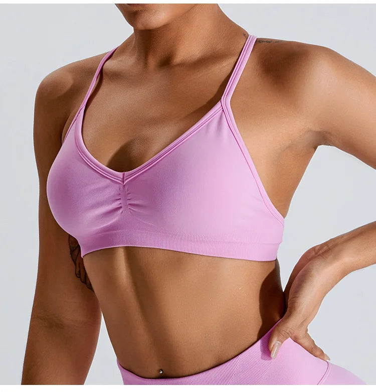 NCLAGEN Seamless Push-Up Sports Bra – High Support, Adjustable Straps, Yoga Top