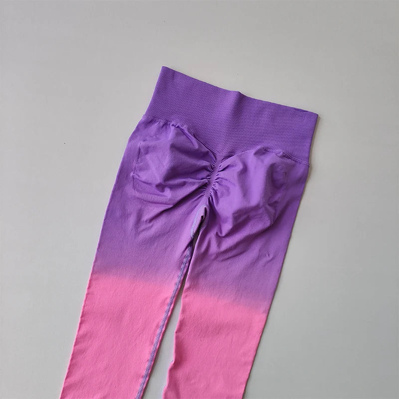 Seamless Leggings for Women, Yoga Pants, Push Up, Sports Fitness, Jogging,  High Waist, Gym Workout, Gradient Running Leggings