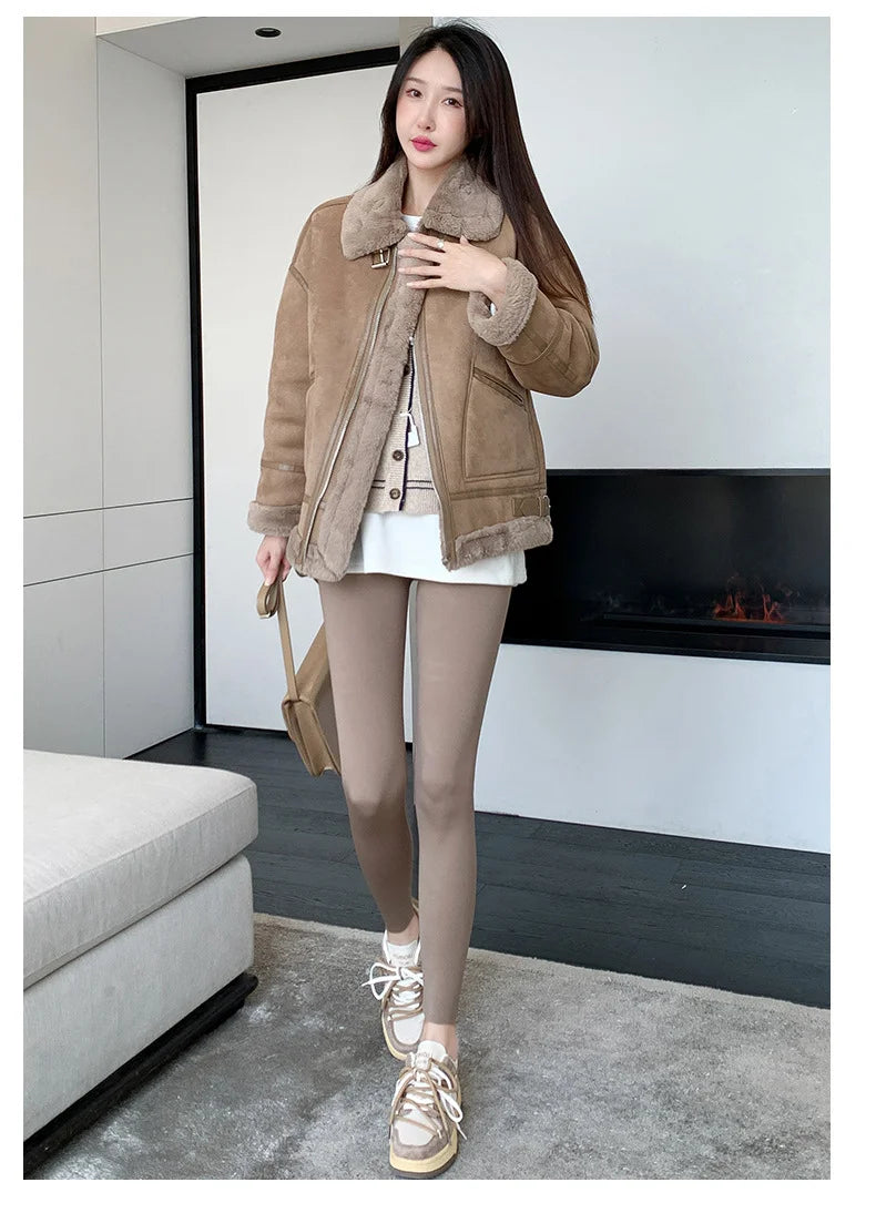 BIVIGAOS Autumn New Thin Rabbit Fleece Shark Leggings Women High Waist Elastic Pressure Slim Sport Fitness Winter Warm Leggings