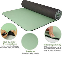 Thick non-slip TPE yoga mat for home workouts.