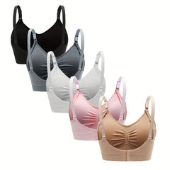 5-Piece High-Quality Plus Size Nursing Bra - Seamless Push-Up Breastfeeding Underwear