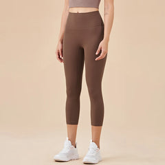 SOISOU Nylon Yoga Capri Pants Leggings Women's Pants Gym Sexy High Waist Tight Breathable Elastic Girl Sports Pants 13 Colors