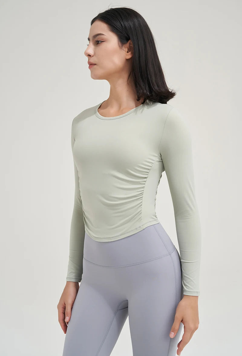 SOISOU Nylon Women Tops Gym Yoga Shirts Sportswear Tight Elastic Breathable Comfortable Sports Top Yoga Wear Womens Clothing