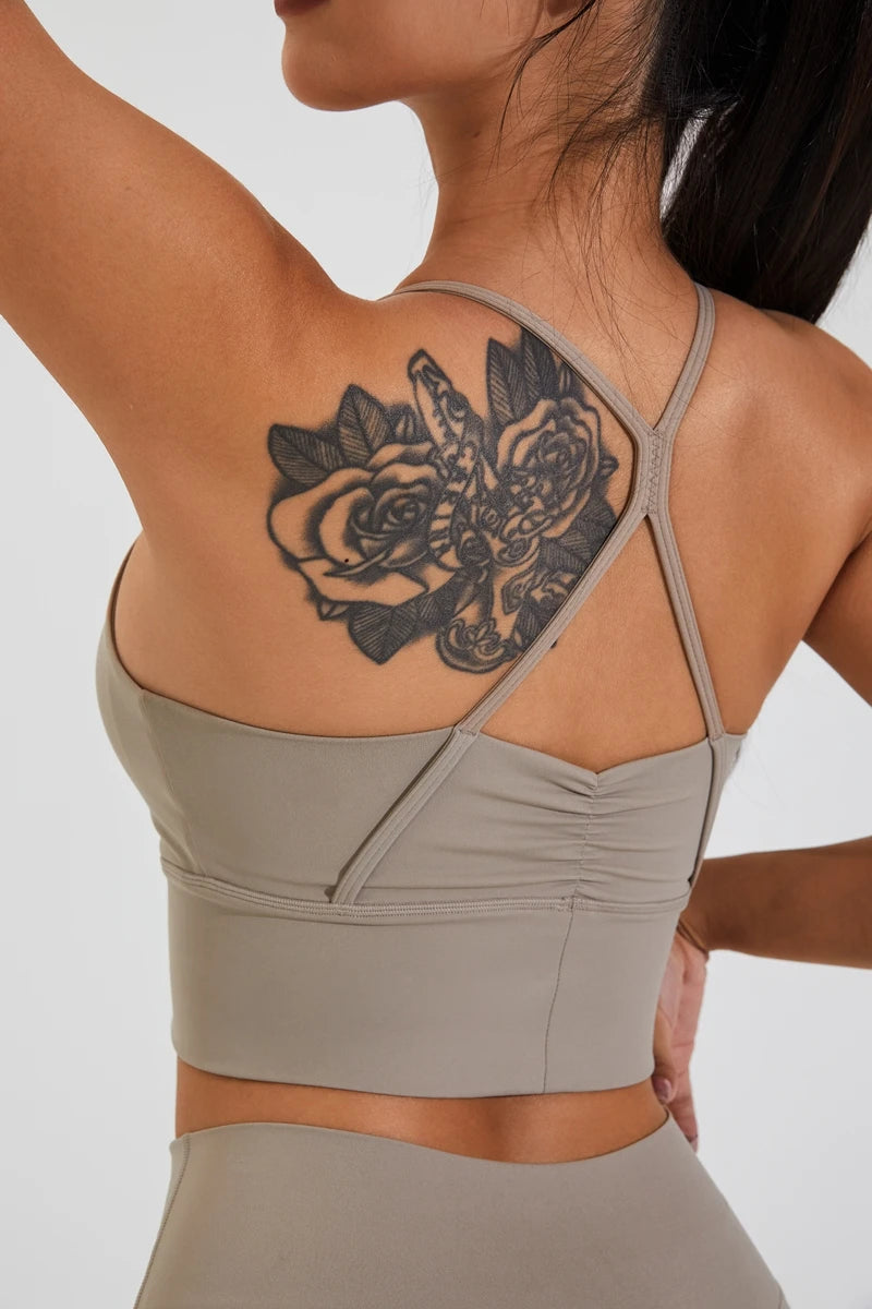 QINACTIVE Women’s Stylish Pleated Sports Bra – Beautiful Back & Quick-Dry Fit