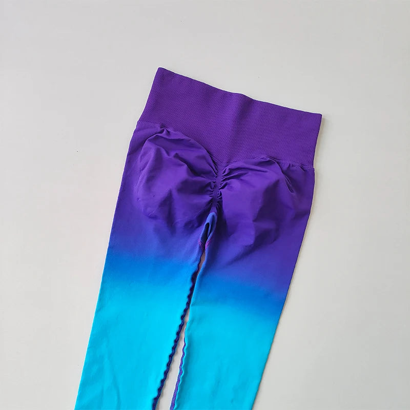 Seamless Leggings for Women, Yoga Pants, Push Up, Sports Fitness, Jogging,  High Waist, Gym Workout, Gradient Running Leggings