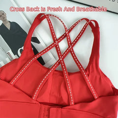 Fashion Cross Back Women's Sports Bra - Shockproof Adjustable Fitness Top