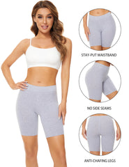 POKARLA Women's High-Waisted Cotton Boxer Shorts - Anti-Chafing Biker Underwear