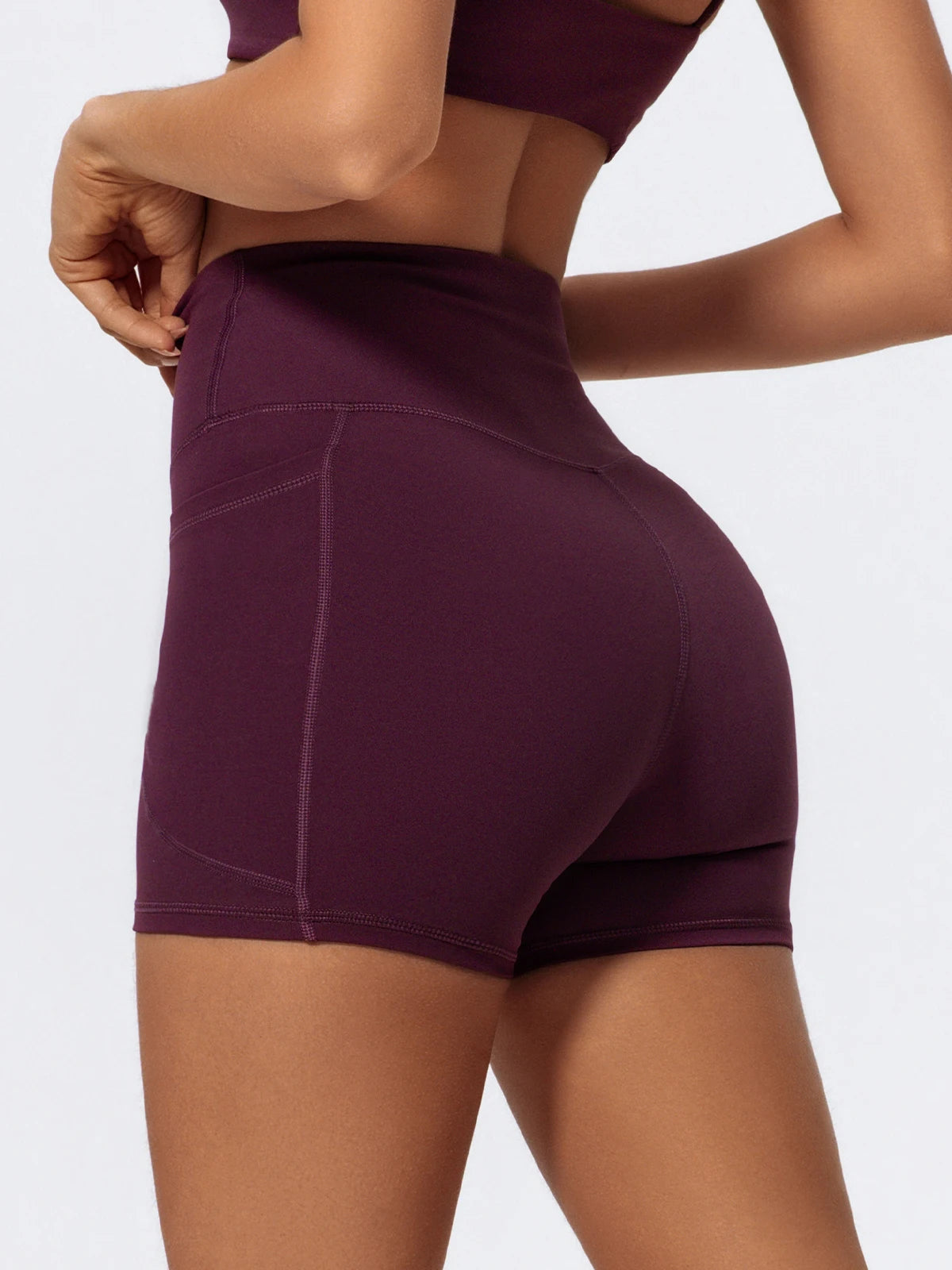 Ctenkevet Women's Pocket Athletic Shorts Running Tight Pants Gym Workout Yoga Trunks Female High Waist Buttock Lift Legging