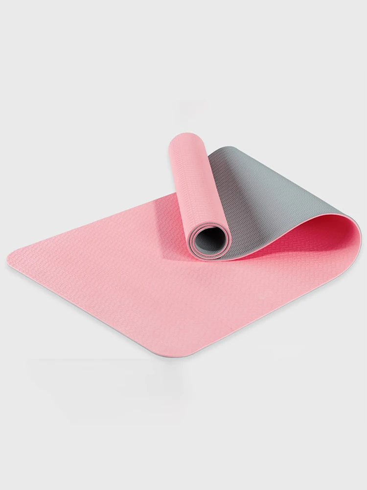 TPE eco-friendly yoga mat with strap, non-slip mat for women’s home fitness and Pilates.