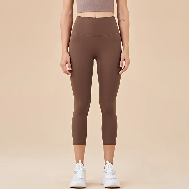 SOISOU Nylon Yoga Capri Pants Leggings Women's Pants Gym Sexy High Waist Tight Breathable Elastic Girl Sports Pants 13 Colors