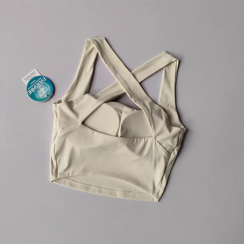 Women Cross Strap Sports Bra Top High impact Push Up Running Bras Sport Bra Yoga Gym Crop Top Brassiere Fitness Top Sport Bra