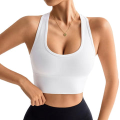 Mileegirl Seamless Women Yoga Bra Ribbed Sports Crop Tops Racer Back Gym Tank Top with Pads Quick Drying Fitness Workout Tops