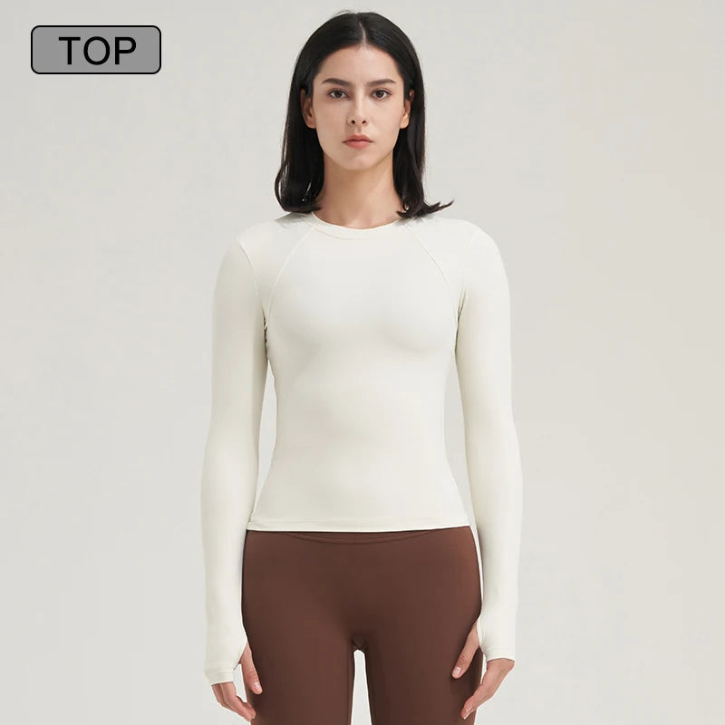 SOISOU Nylon Gym Top Yoga Shirt Fitness Sport Women Clothing Elastic Breathable Pilates Long Sleeve Tops 5 Colors 4 Size