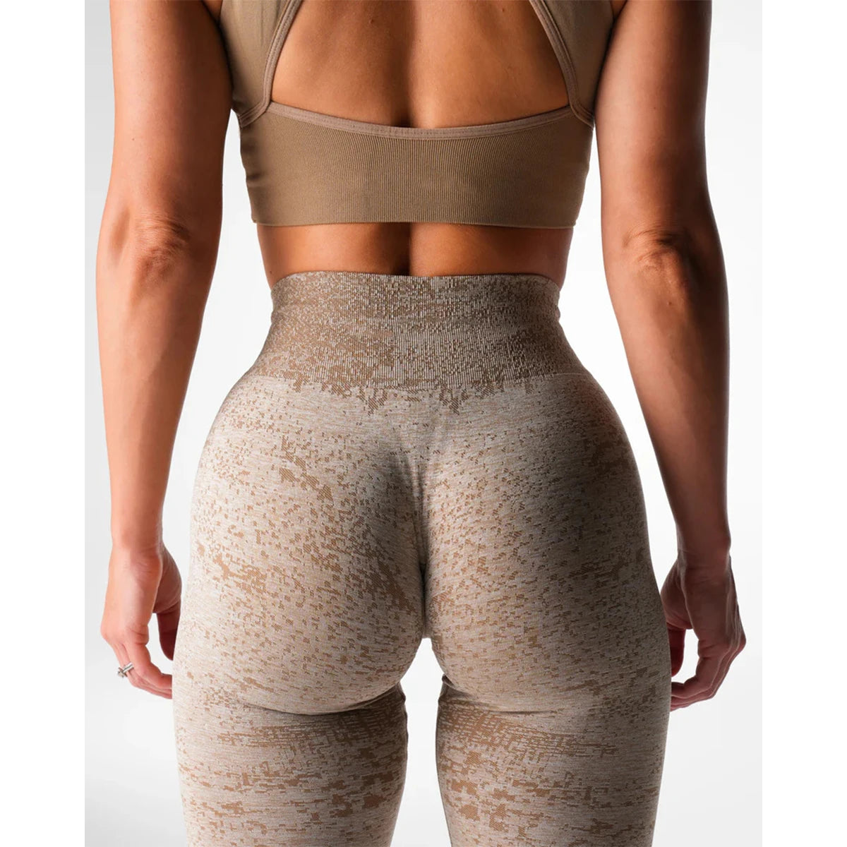 Kvinnors yogaleggings höftlyftande gym sömlösa sportbyxor hög midja fitnessleggings bubbelrumpa träning digital sömlös