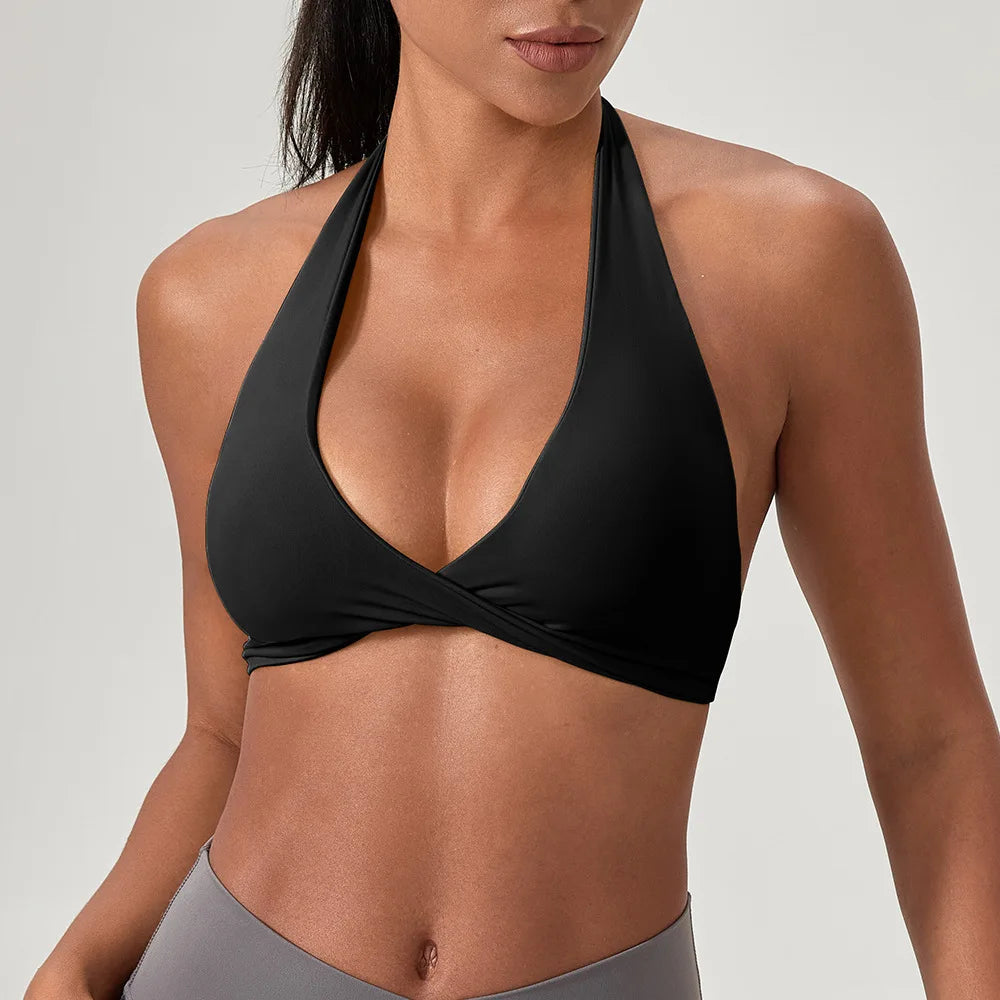 Women's Naked Feeling Strappy Padded Sports Bra - Criss-Cross Back Yoga Top