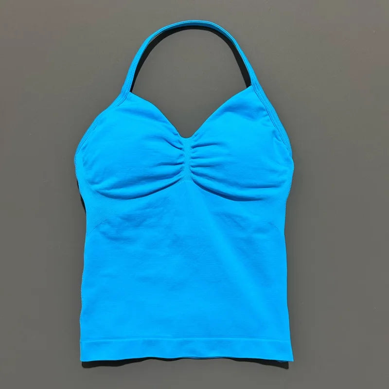 Histello Longline Strappy Women’s Yoga Vest - Open Back Fitness Tank Top