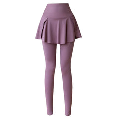 Women's Fake Two-Piece Seamless Leggings - High-Waist Hip-Lifting Yoga Pants