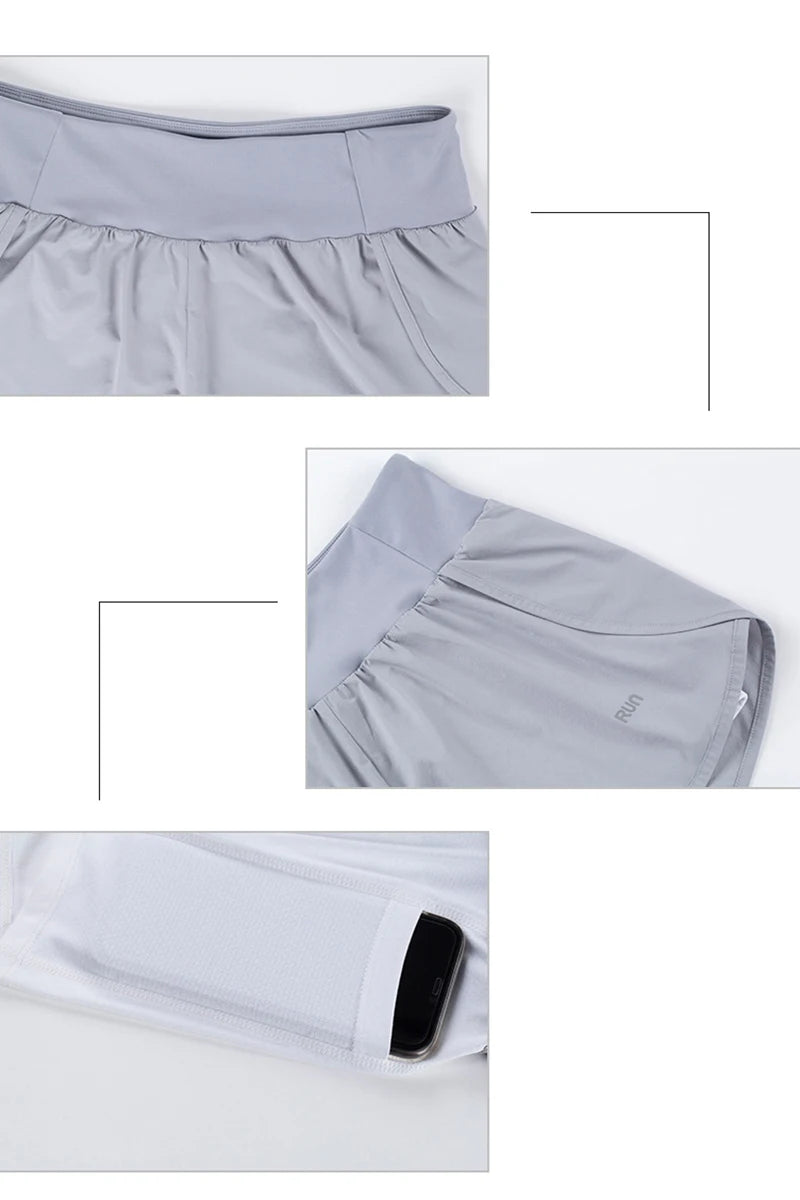 SOISOU Gym Yoga Women's Cycling Shorts Tight Skirt Fitness Elastic High Waist Double Layer Ladies Short Security Leggings Women