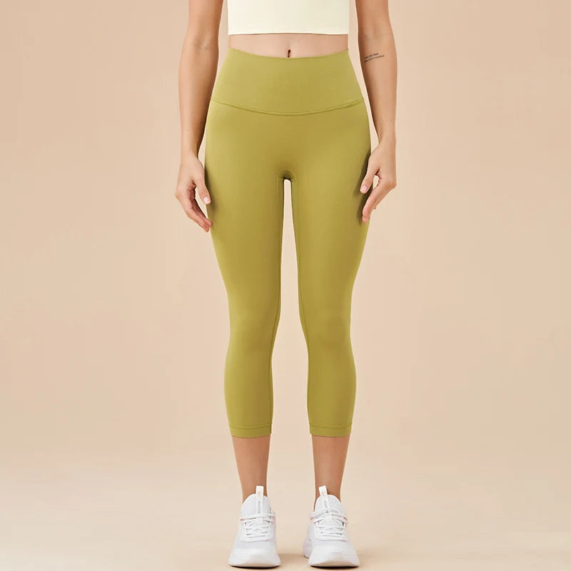 SOISOU Nylon Yoga Capri Pants Leggings Women's Pants Gym Sexy High Waist Tight Breathable Elastic Girl Sports Pants 13 Colors