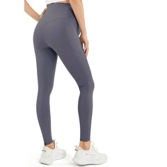 High-Waist Embroidery Knit Maternity Leggings - Cotton Pants with Belt