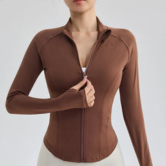 Women's Tight-Fitting Yoga Sports Jacket - Quick-Dry Running Fitness Outerwear