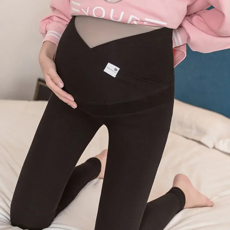 Low-Waist Cotton Maternity Leggings - Casual Skinny Pregnancy Pants
