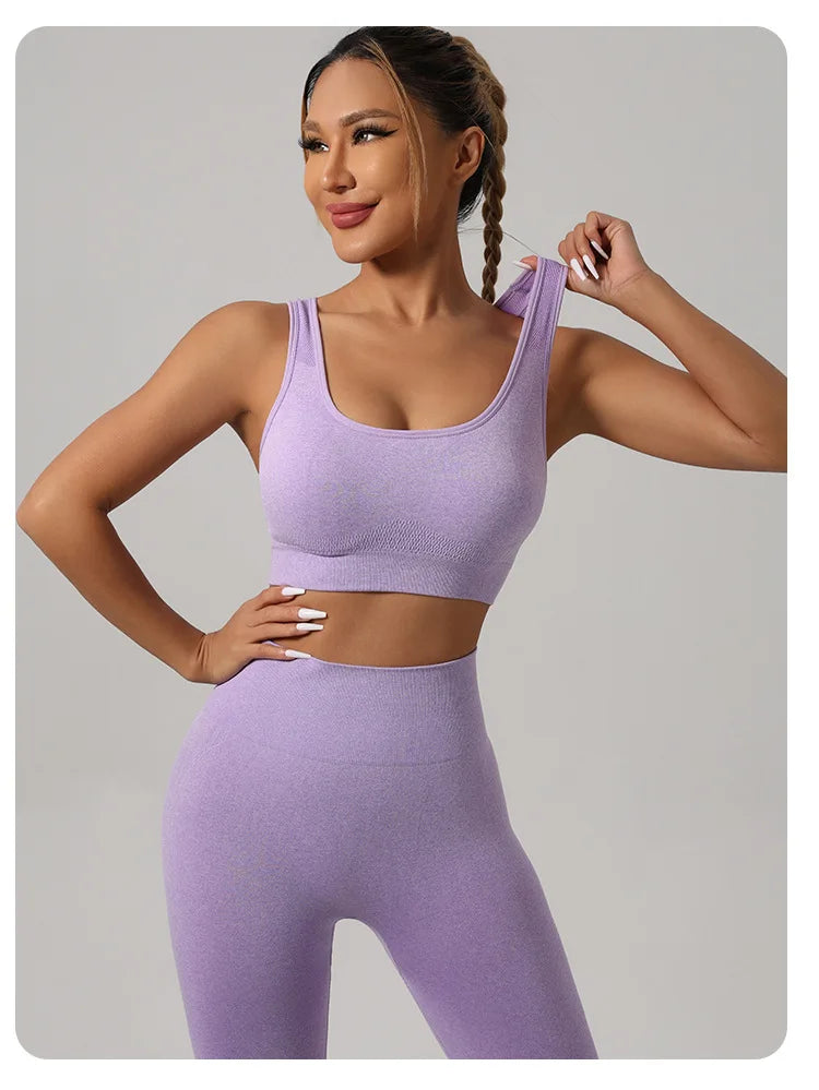 2 Pcs Yoga Set Women Hollow Back Sports Bra+Hip Lifting Sports Shorts Workout Set Seamless Fitness Gym Set Sportswear Tracksuit