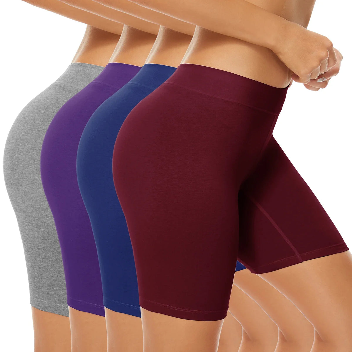 POKARLA Women's High-Waisted Cotton Boxer Shorts - Anti-Chafing Biker Underwear