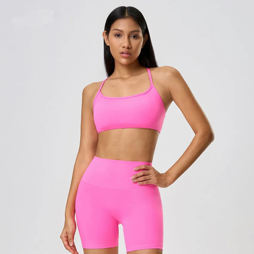 Stylish Cross Thin Straps Sports Bra Padded Gym Fitness Underwear For Women Beautiful Backless Workout Yoga Bra