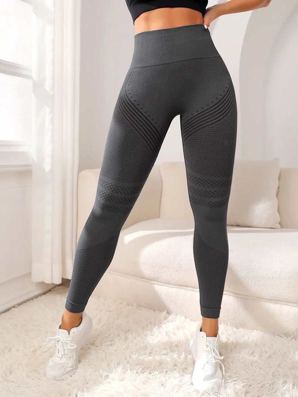 Sexy Line Hip Lifting Sports Tights Women High Waist Elastic Yoga Pants Running Fitness Pants Breathable Sports Leggings