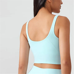 Fashion U-shape Back Sports Vest Naked Feel Soft Workout Crop Top Padded Activewear Tank Gym Fitness Yoga Bra