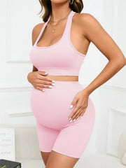 Women's 2-Piece Maternity Outfit Set - Bra & Shorts for Yoga & Lounge