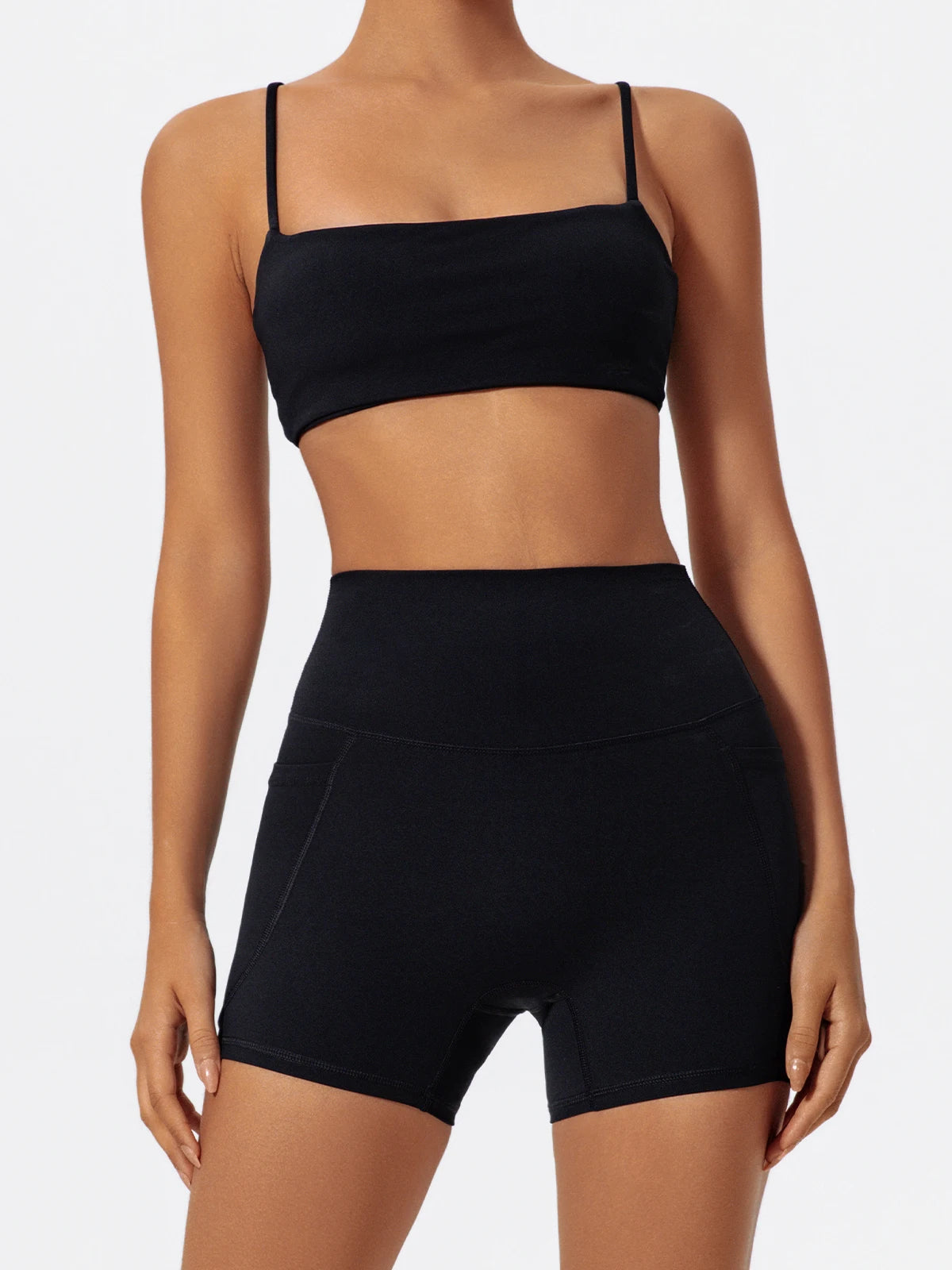 Ctenkevet Women's Pocket Athletic Shorts Running Tight Pants Gym Workout Yoga Trunks Female High Waist Buttock Lift Legging