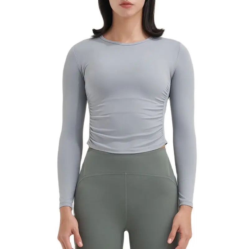 SOISOU Nylon Women Tops Gym Yoga Shirts Sportswear Tight Elastic Breathable Comfortable Sports Top Yoga Wear Womens Clothing