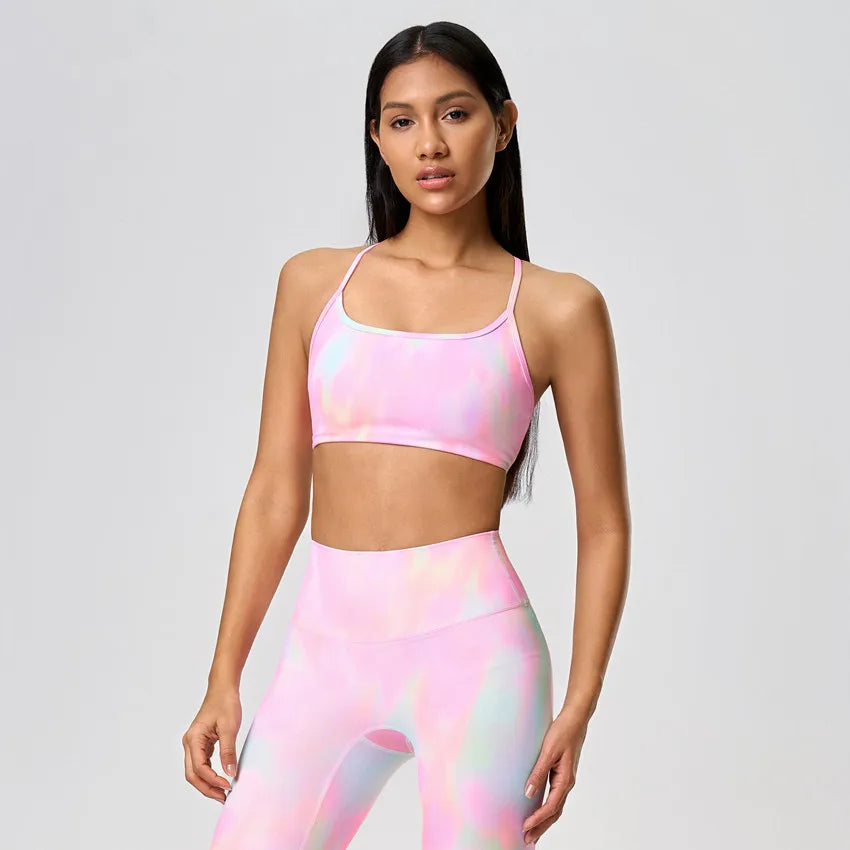 Stylish Cross Thin Straps Sports Bra Padded Gym Fitness Underwear For Women Beautiful Backless Workout Yoga Bra