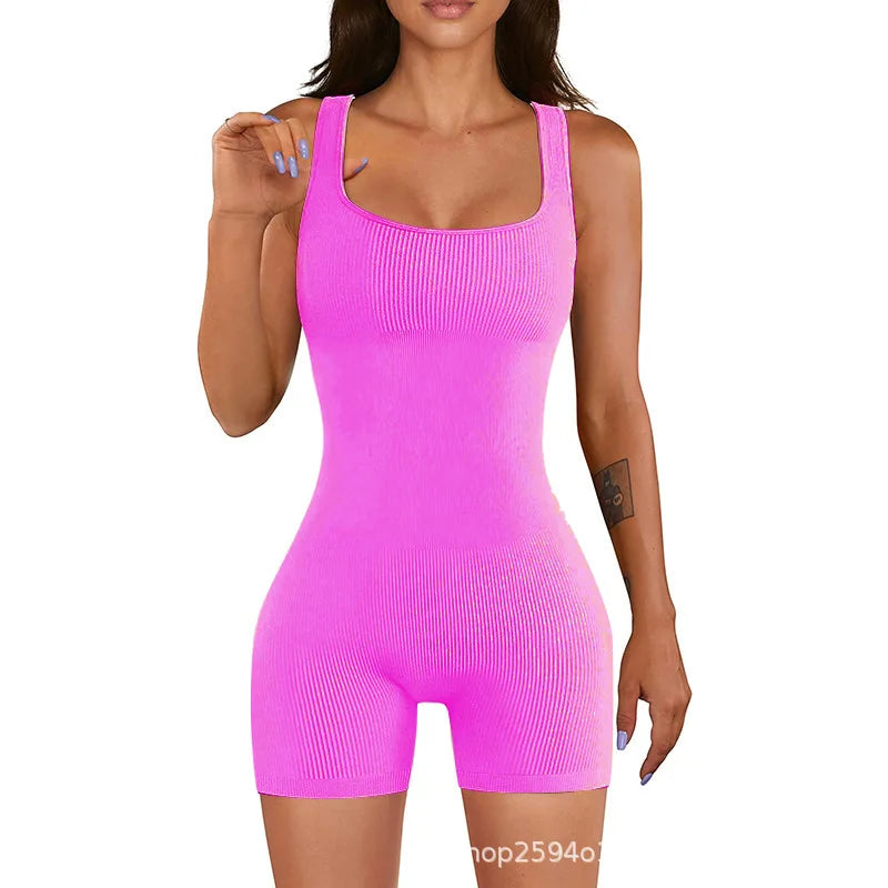 STOUREG Seamless threaded tight one-piece yoga wear,women's high elasticity sports one-piece,hip lifting shorts fitness clothing