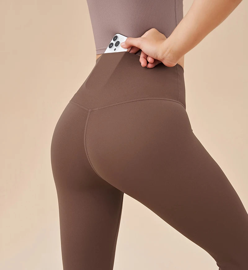 SOISOU Nylon Yoga Capri Pants Leggings Women's Pants Gym Sexy High Waist Tight Breathable Elastic Girl Sports Pants 13 Colors