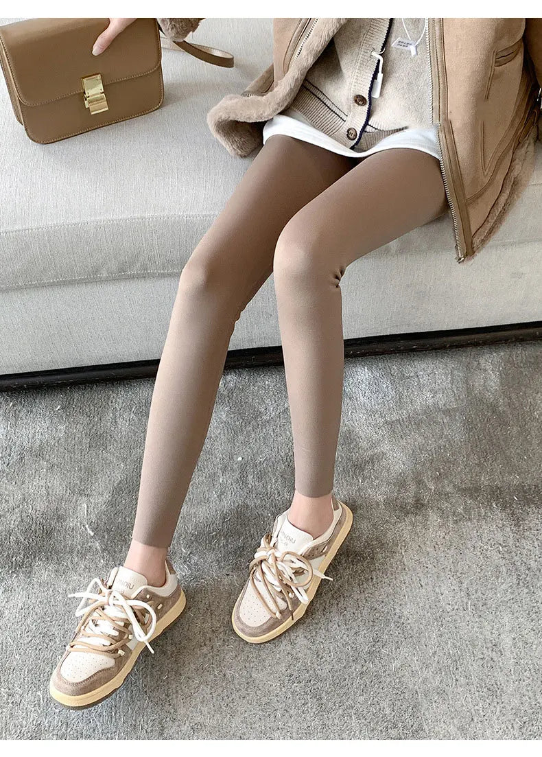 BIVIGAOS Autumn New Thin Rabbit Fleece Shark Leggings Women High Waist Elastic Pressure Slim Sport Fitness Winter Warm Leggings