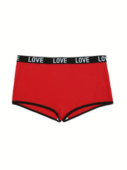7-Pack Mixed-Color Lettered Waistband Briefs - Sporty & Luxurious Women's Underwear