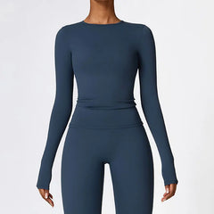 women’s long sleeve dry-fit yoga top.