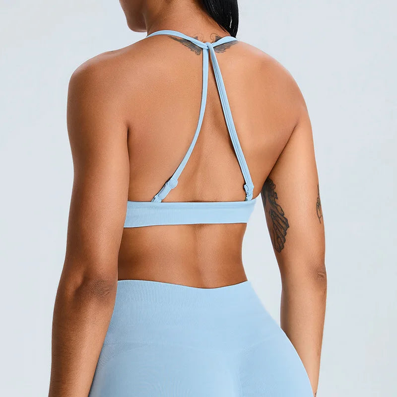 NCLAGEN Seamless Push-Up Sports Bra – High Support, Adjustable Straps, Yoga Top