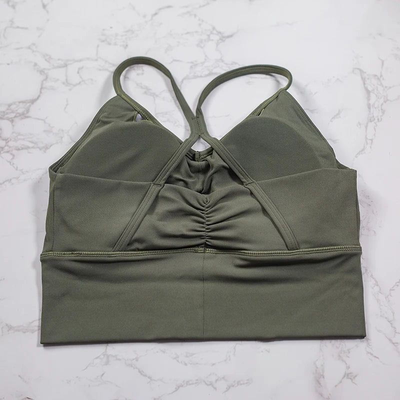 QINACTIVE Women’s Stylish Pleated Sports Bra – Beautiful Back & Quick-Dry Fit