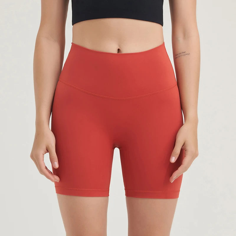 SOISOU Nylon Women's Shorts Gym Yoga Shorts Leggings High Waist Elastic Tight Breathable No Awkward Lines Women's Cycling Shorts