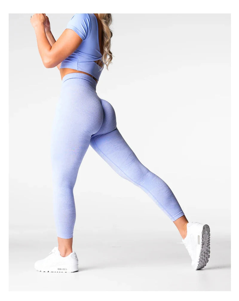 Kvinnors yogaleggings höftlyftande gym sömlösa sportbyxor hög midja fitnessleggings bubbelrumpa träning digital sömlös