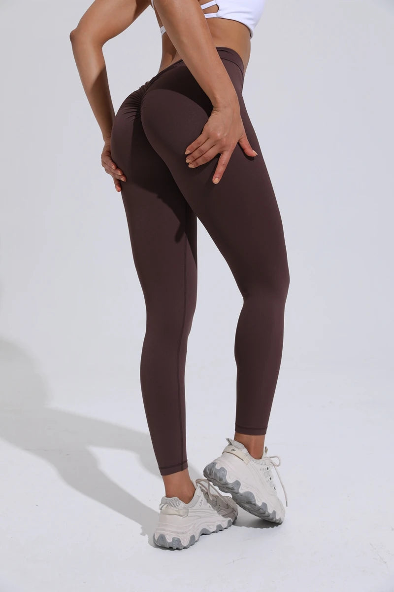 QINACTIVE V-Back Leggings Sports Yoga Pants Women Fitness Gym Tights High Waist Leggings Push Up