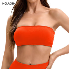 NCLAGEN backless push-up sports bra for gym and yoga.