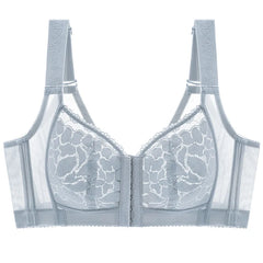Women's Plus Size Lace Bra - Lightweight Anti-Sagging Front Buckle Design