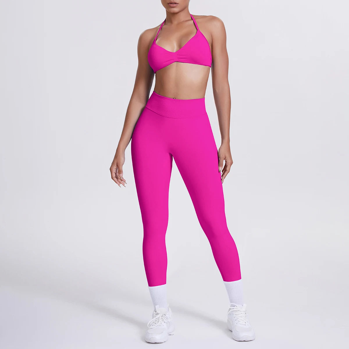 Women's 2-Piece Patchwork Yoga Suit - Tummy Control Slimming Set
